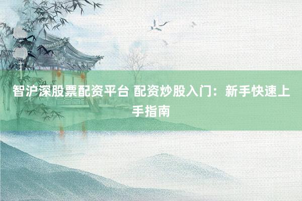 智沪深股票配资平台 配资炒股入门：新手快速上手指南