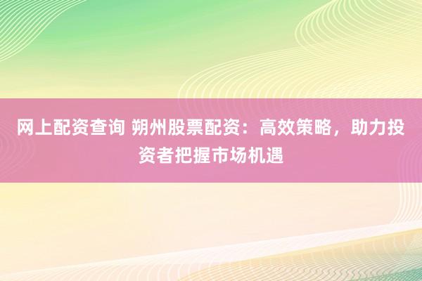 网上配资查询 朔州股票配资：高效策略，助力投资者把握市场机遇
