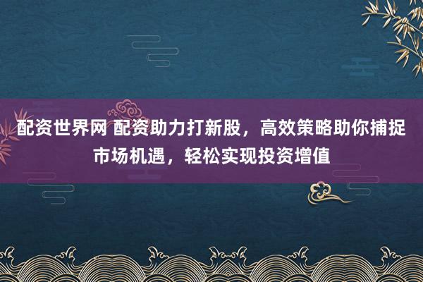 配资世界网 配资助力打新股，高效策略助你捕捉市场机遇，轻松实现投资增值