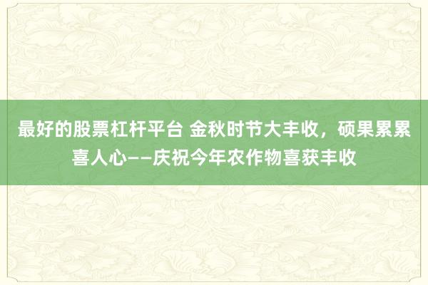 最好的股票杠杆平台 金秋时节大丰收，硕果累累喜人心——庆祝今年农作物喜获丰收